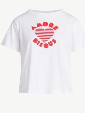 Free Assembly White Short Sleeve 'Amore Bisous' Graphic Tee - Red Print